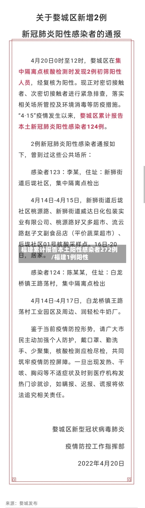 福建累计报告本土阳性感染者272例/福建1例阳性-第3张图片