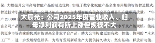 太辰光：公司2025年度营业收入、归母净利润有所上涨但规模不大
