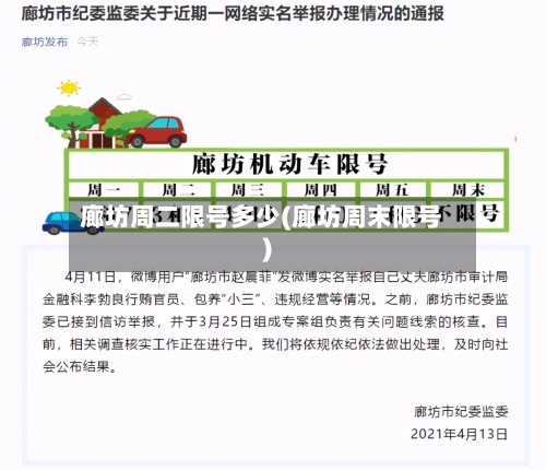 廊坊周二限号多少(廊坊周末限号)