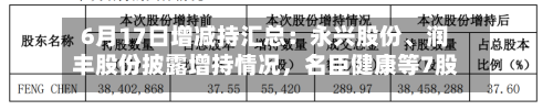 6月17日增减持汇总：永兴股份、润丰股份披露增持情况，名臣健康等7股拟减持（表）-第2张图片