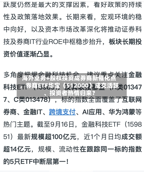 海外业务+股权投资成券商新催化点，券商ETF华宝（512000）成交活跃	、投资者热情归来？-第2张图片