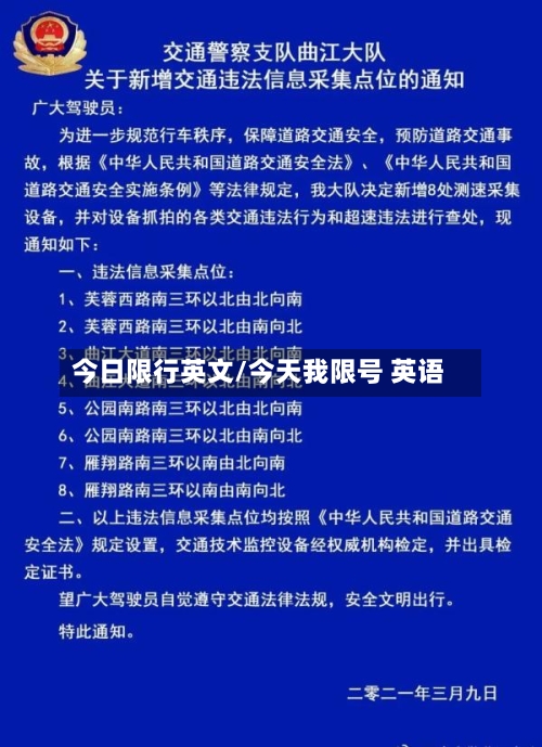 今日限行英文/今天我限号 英语