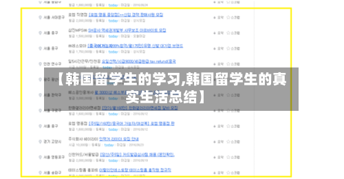 【韩国留学生的学习,韩国留学生的真实生活总结】