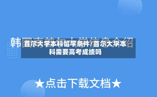 首尔大学本科留学条件/首尔大学本科需要高考成绩吗-第2张图片